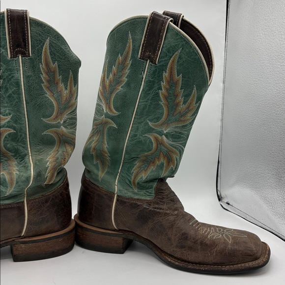 Justin Women’s Size 9 BRL335 Bent Rail Western Cowgirl Leather Boots Turquoise - Picture 9 of 11